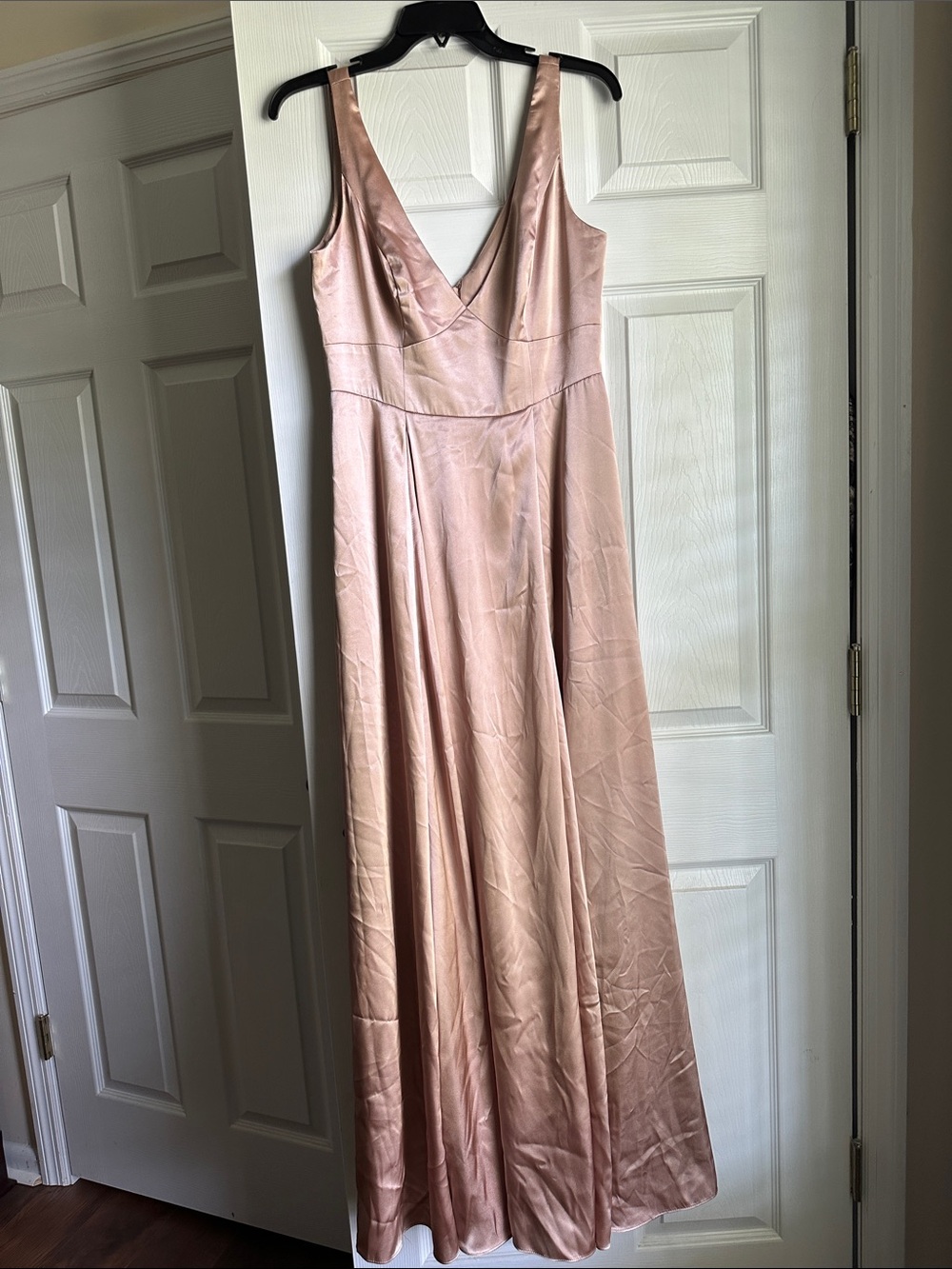 Sleeveless Satin Maxi Dress in Blush